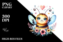 Vibrant Boho Bee Portrait with Love Sign PNG Product Image 2