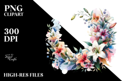 Colorful Lily Frame | Watercolor Clipart Product Image 2