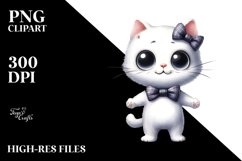 Shy White Cat Skinny Sublimation Clipart Product Image 1