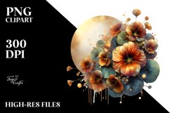 Shiny Nasturtium Watercolor Clipart Product Image 1