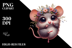 Whimsical Mouse with Flower Crown PNG Product Image 2