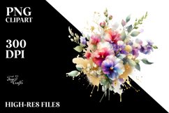 Vibrant Bouquet with Sweet Pea | Sublimation | Clipart Product Image 1