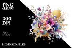 Vibrant Bouquet with Sweet Pea | Sublimation | Clipart Product Image 3