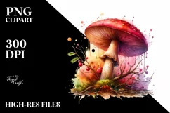 Detailed Mushroom Watercolor Splash PNG Product Image 3