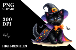 Cute Baby Black Cat Halloween PNG Product Image 2