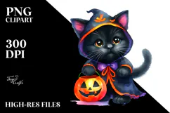 Baby Halloween Black Cat PNG Product Image 2