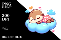 Baby Otter Sleeping on Cloud | Sublimation | Clipart Product Image 2