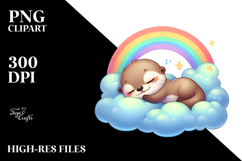 Baby Otter Sleeping on Cloud | Sublimation | Clipart Product Image 2
