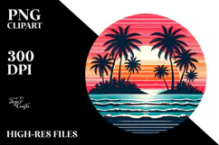 Retro Tropical Island Sunset, 20 oz Tumbler Product Image 2