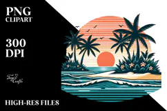 Retro Tropical Island Sunset, 20 oz Tumbler Product Image 2
