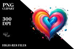 Colorful Paintbrush Heart PNG Product Image 2