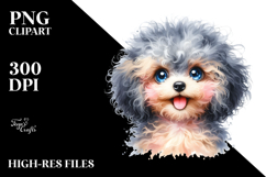 Happy Watercolor Baby Poodle PNG Product Image 2