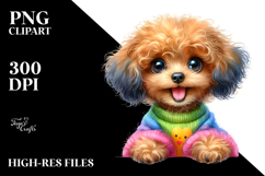 Happy Watercolor Baby Poodle PNG Product Image 2