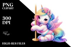 Colorful Baby Unicorn in Pole Dancer&#039;s Outfit, PNG Product Image 1