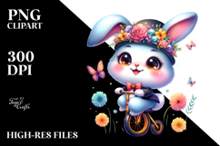 Smiling Baby Rabbit on Unicycle Product Image 2