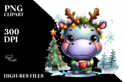 Expressive Baby Hippo with Tea Cup, Transparent PNG Product Image 3
