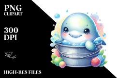 Colorful Baby Beluga Whale in Bucket | Clipart Product Image 1
