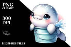 Colorful Baby Beluga Whale in Bucket | Clipart Product Image 1