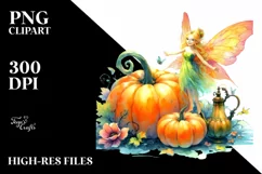 Vibrant Fairy with Pumpkin | Sublimation Clipart Product Image 3
