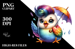 Cute Baby Chicken with Umbrella PNG Product Image 2