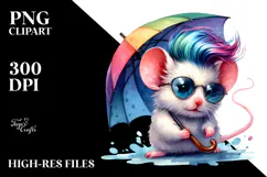 Cute Baby Mouse with Umbrella, Transparent PNG Product Image 2