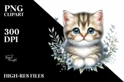 Cute Baby Cat Watercolor PNG Product Image 1