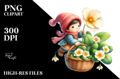 Floating Small Gnome with Large Primrose PNG Product Image 2