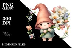 Cute Baby Gnome Carrying Floral Frame PNG Product Image 2