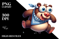 Whimsical Bear Jumping Mid-Air, Transparent PNG Product Image 2