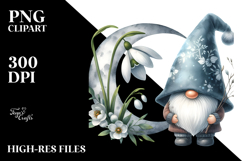Cute Watercolor Gnome with Snowdrop Floral PNG Product Image 2