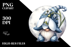 Cute Watercolor Gnome with Snowdrop Floral PNG Product Image 2