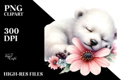 Digital Baby Polar Bear, Watercolor Art Product Image 2