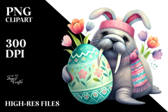 Boho Baby Walrus with Easter Egg PNG Product Image 2