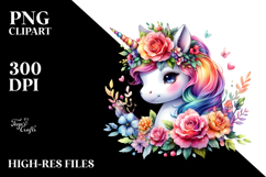 Vibrant Drawing of Cute Baby Unicorn PNG Product Image 2