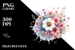 Cute Flower with Splashes PNG Product Image 2
