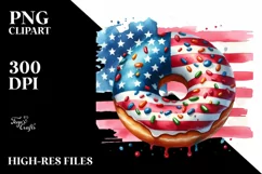 Vintage Donut Watercolor Sublimation Clipart Product Image 3