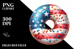 Vintage Donut Watercolor Sublimation Clipart Product Image 1