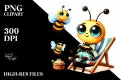 Cute Bee Big Eyes Beach Chair Clipart Product Image 3