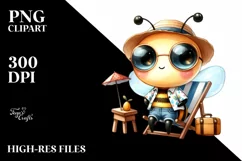 Cute Bee Big Eyes Beach Chair Clipart Product Image 1
