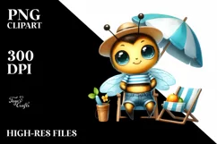 Cute Bee Big Eyes Beach Chair Clipart Product Image 1