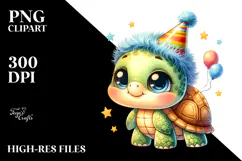 Cute Baby Turtle with Party Hat PNG Product Image 2