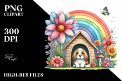 Colorful Dog House Illustration with Rainbow | Sublimation | Product Image 1
