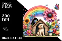 Colorful Dog House Illustration with Rainbow | Sublimation | Product Image 3