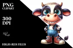 Funny Baby Cow with Shoes Clipart Product Image 1