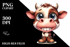 Contemptuous Baby Cow with Big Eyes, Transparent PNG Product Image 3