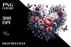 Floral Heart Digital Painting PNG Product Image 2