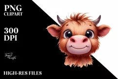 Funny Baby Face Highland Cow PNG Product Image 3