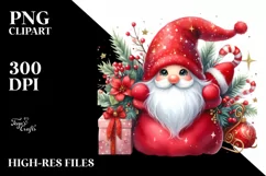 Christmas Gnomes with Santa Hat, Transparent PNG Product Image 1