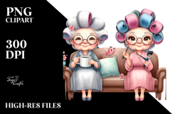 Old Lady Character on Sofa with Mug | Sublimation | Clipart Product Image 2