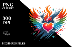 Simple Heart with Wings and Fire PNG Product Image 2